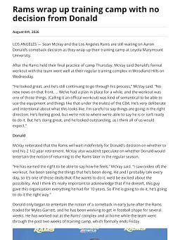 Rams wrap up training camp with no decision from Donald