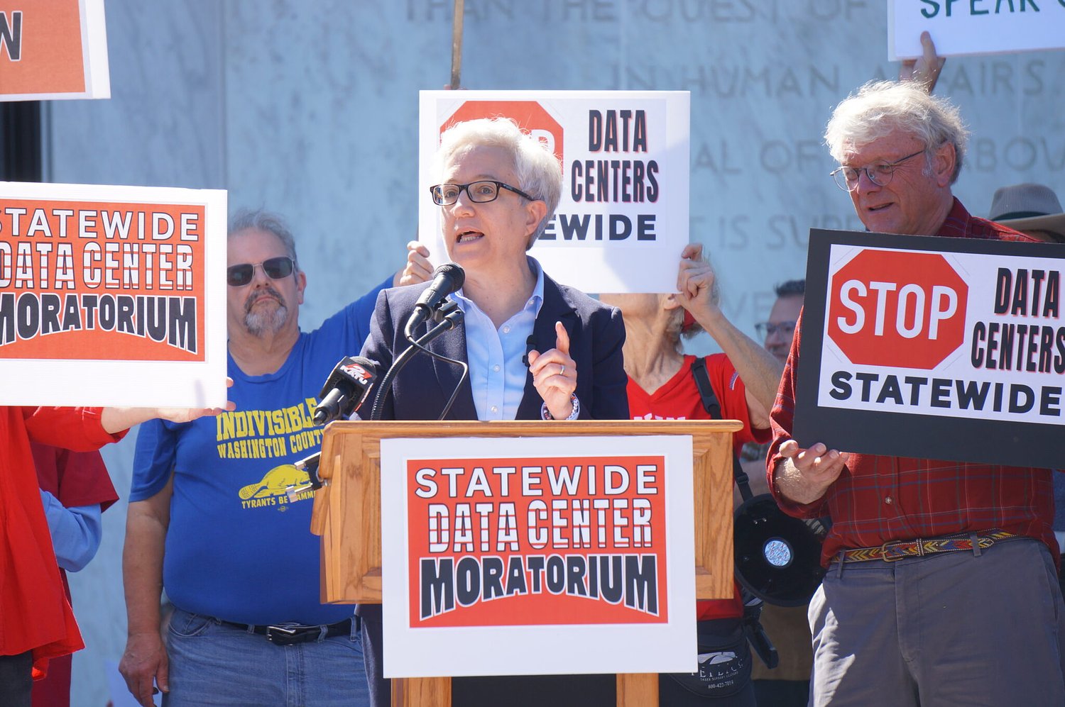 Kotek pauses data centers on state land. Capitol demonstrators want her to go further.