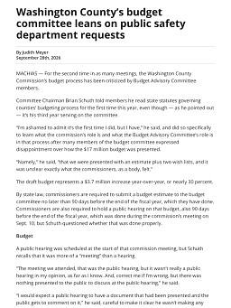 Washington County’s budget committee leans on public safety department requests