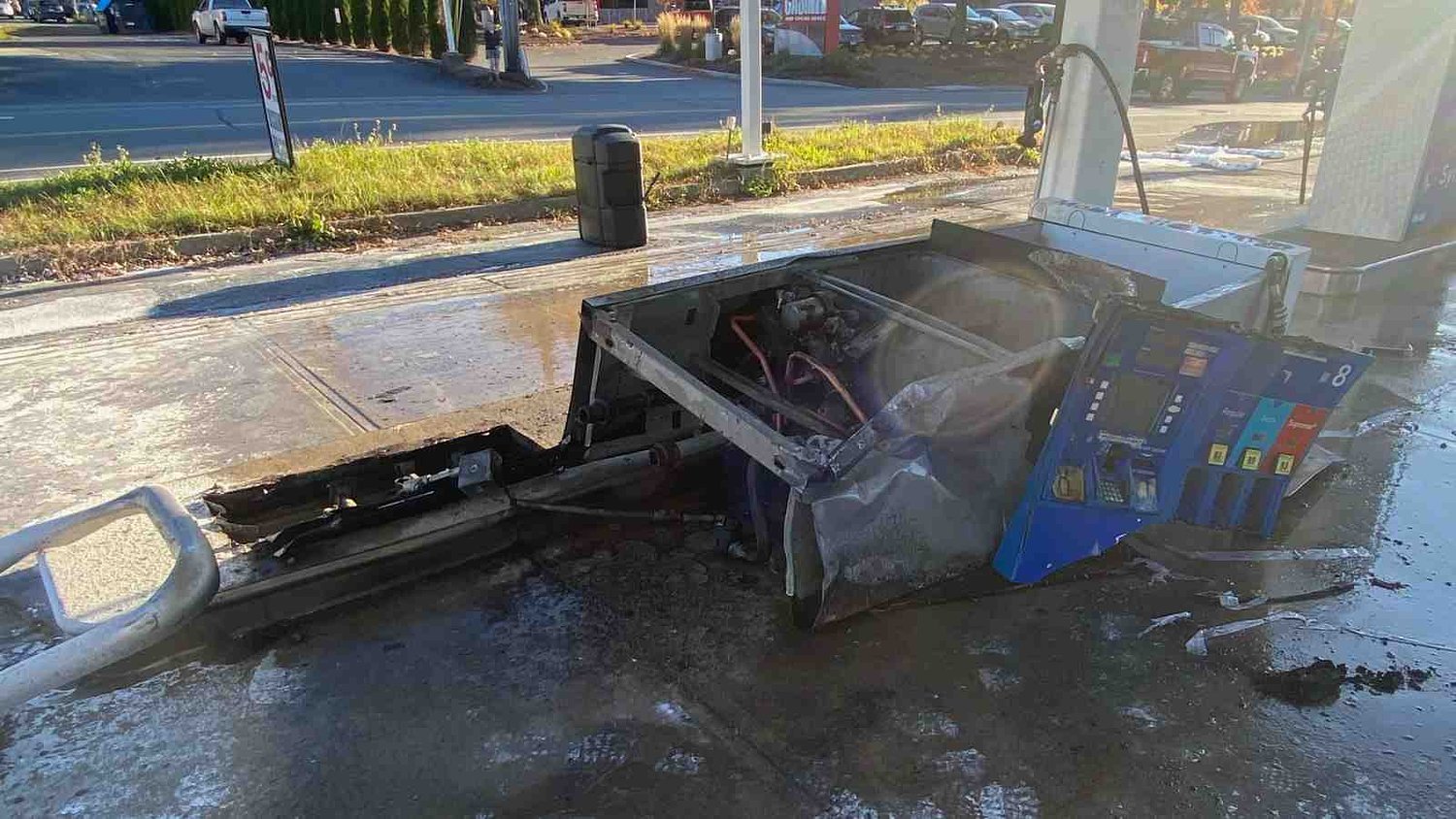 Gas pump caught fire after being struck by car at Lebanon Mobil station
