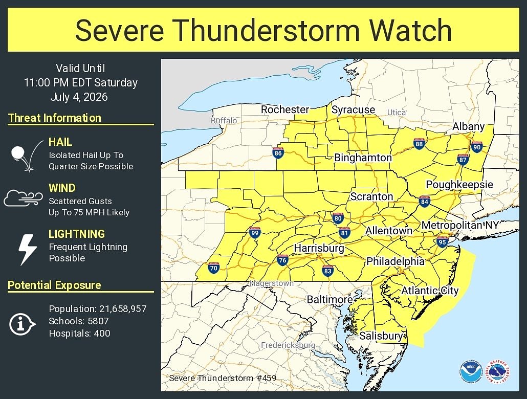 N.J. weather: Severe thunderstorm watch posted for Garden State as more rounds of strong storms loom on July 4