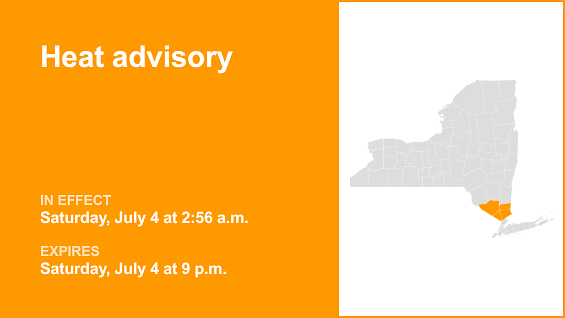 Heat advisory affecting Hudson Valley until Saturday night
