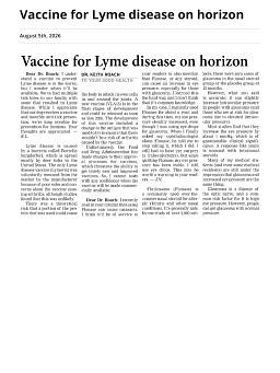 Vaccine for Lyme disease on horizon