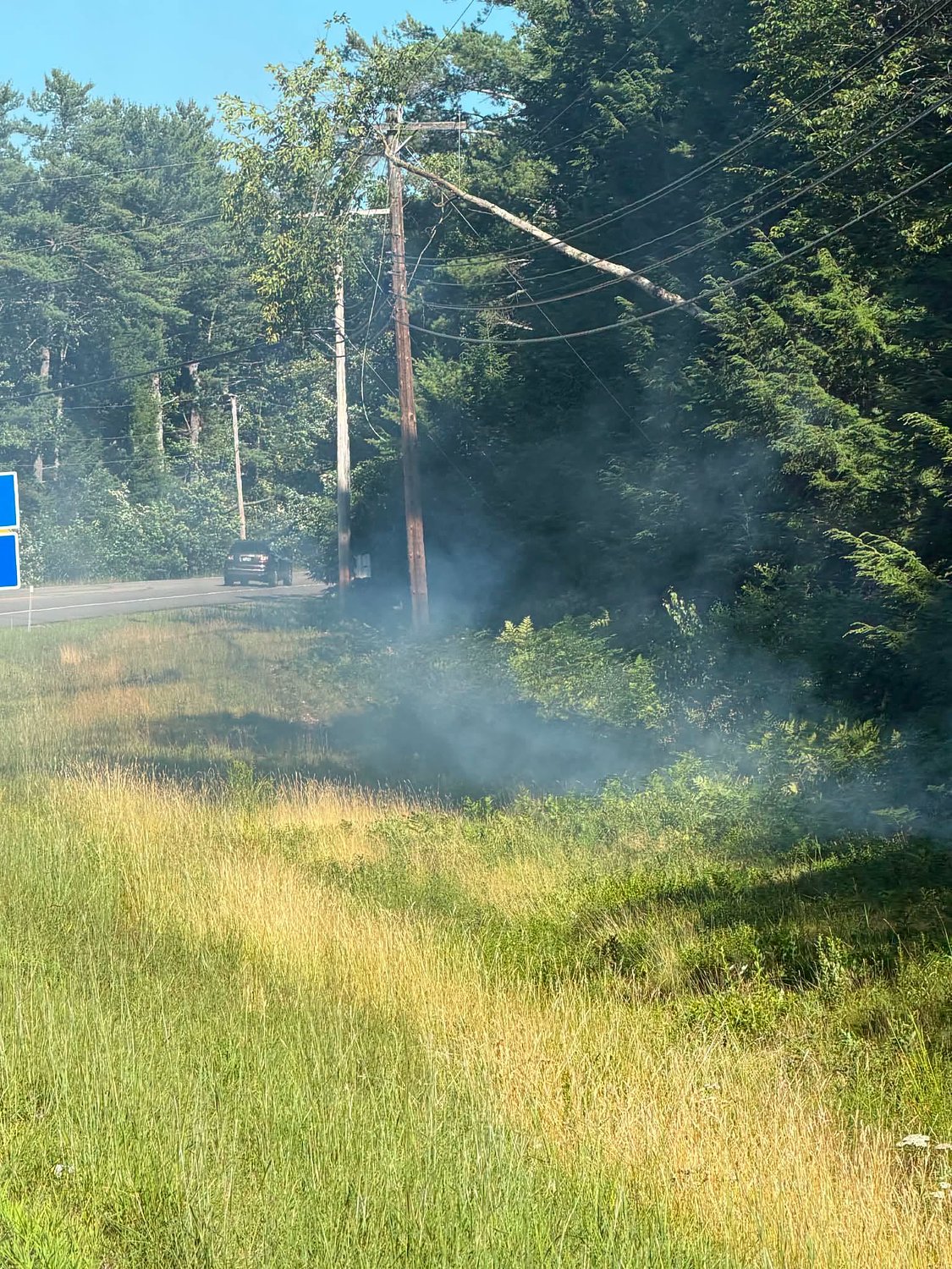 Downed tree limbs caused sparks and minor burning on Route 119