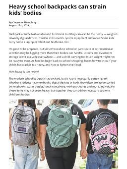 Heavy school backpacks can strain kids’ bodies
