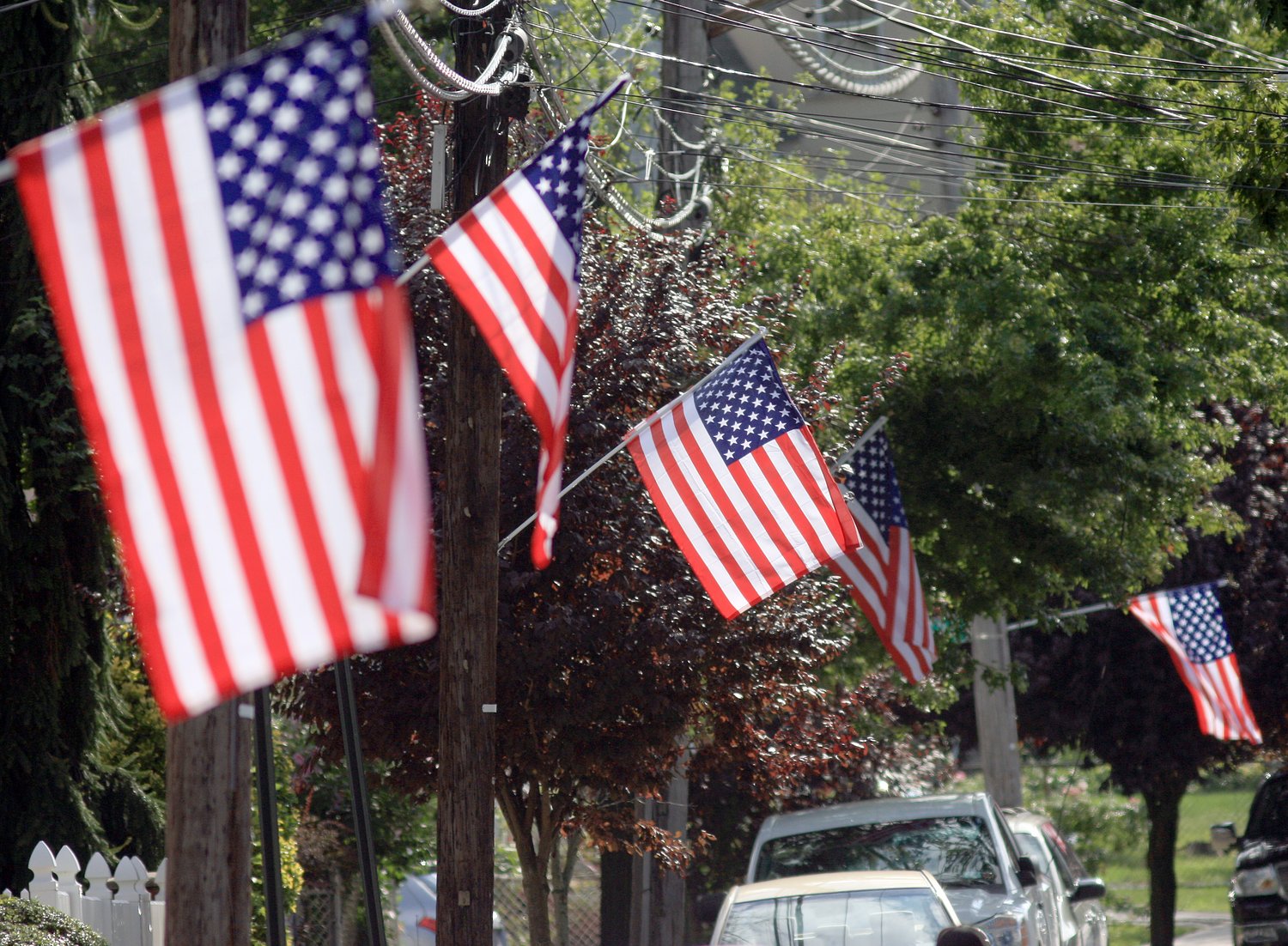 Who hung the flags along 3 Staten Island commercial corridors for the country’s 250th anniversary?