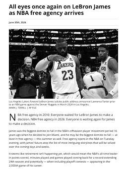 All eyes once again on LeBron James as NBA free agency arrives