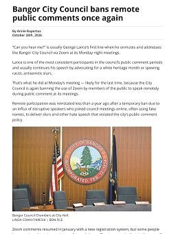 Bangor City Council bans remote public comments once again