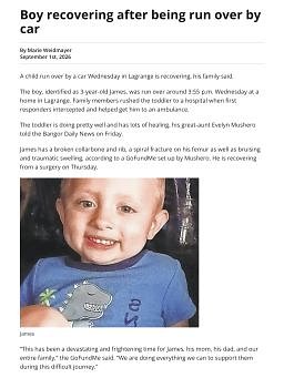 Boy recovering after being run over by car