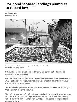 Rockland seafood landings plummet to record low