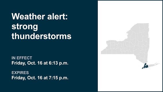 Update: Prepare for strong thunderstorms in Westchester County Friday evening — winds gusting up to 50 mph