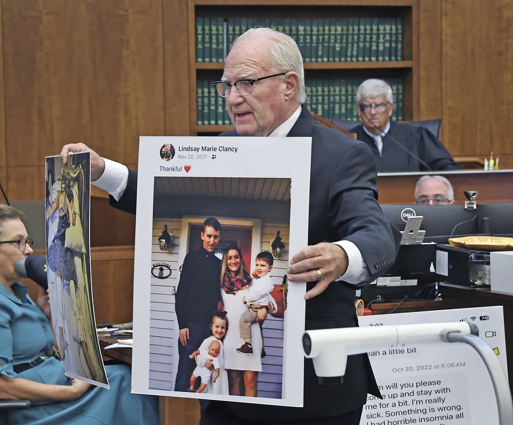 The Latest: Deadlocked jury in Lindsay Clancy trial returns for sixth day of deliberation