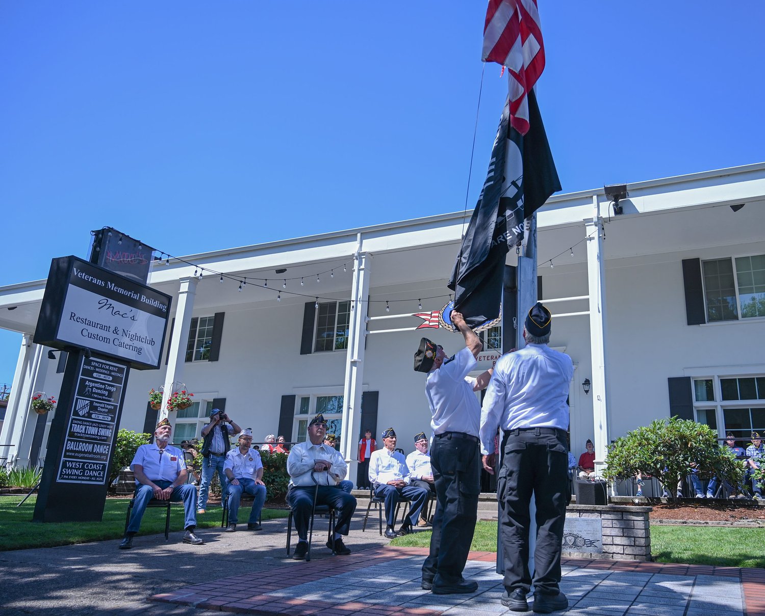 At Veterans building, raising of three flags marks 250 years of American freedom