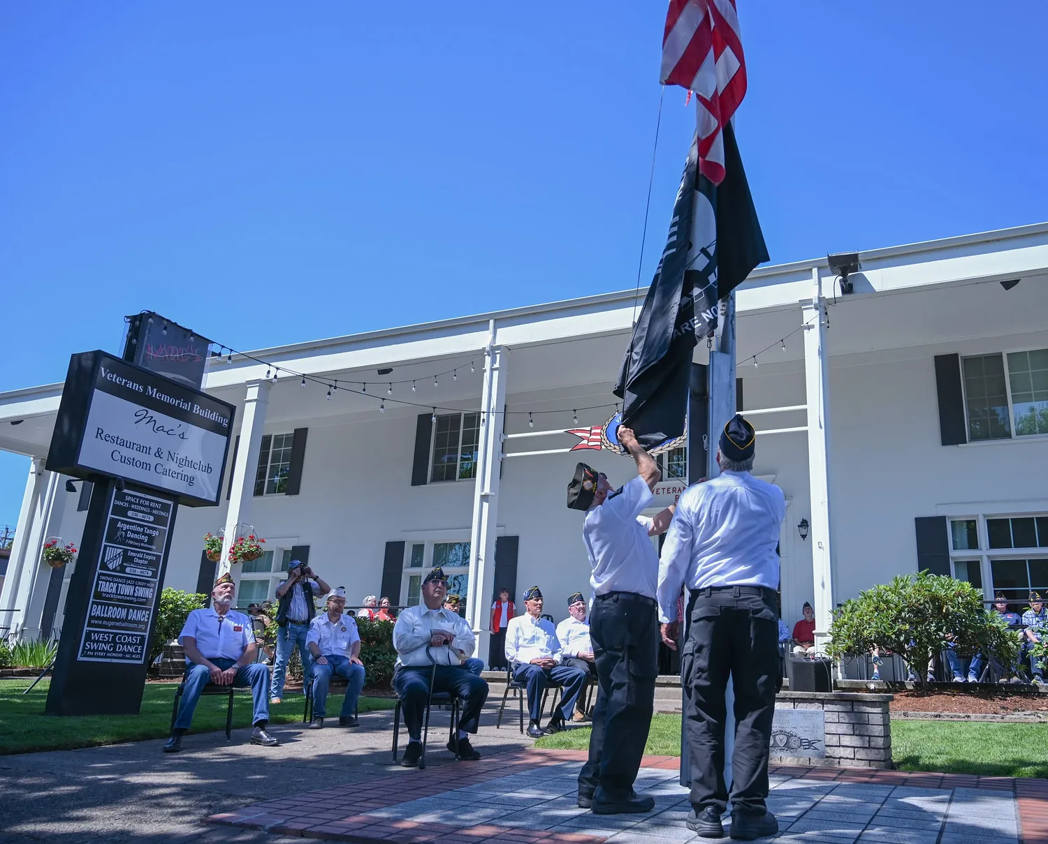 At Veterans building, raising of three flags marks 250 years of American freedom