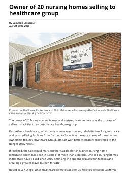Owner of 20 nursing homes selling to healthcare group