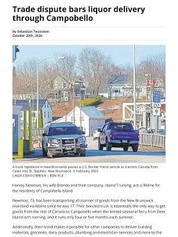 Trade dispute bars liquor delivery through Campobello