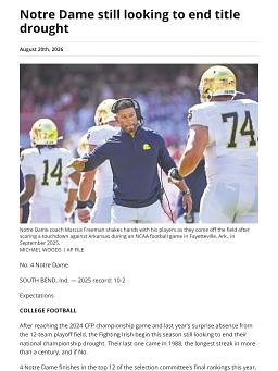 Notre Dame still looking to end title drought