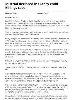 Mistrial declared in Clancy child killings case