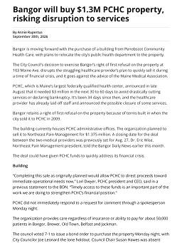 Bangor will buy $1.3M PCHC property, risking disruption to services