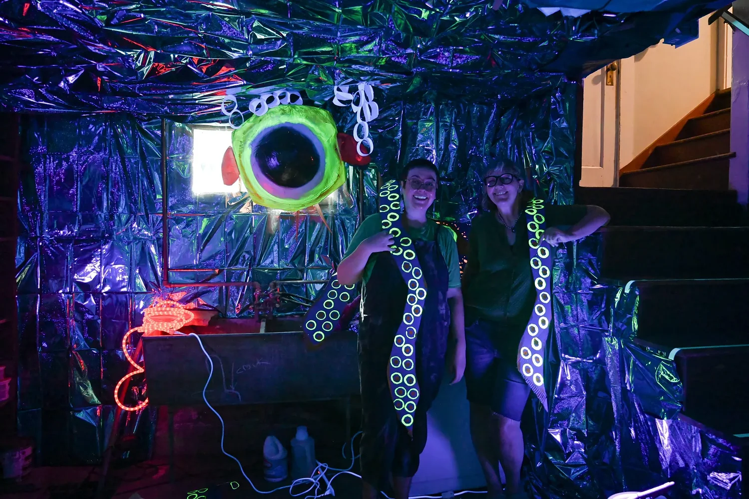 Two artists turn a basement into quirky neon ocean exhibit; dive in, for one night only