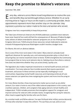 Keep the promise to Maine’s veterans