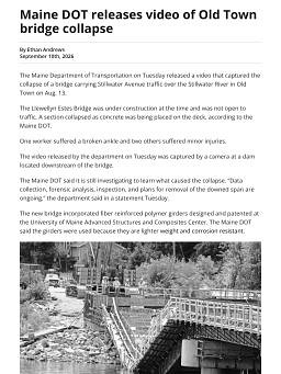 Maine DOT releases video of Old Town bridge collapse