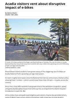 Acadia visitors vent about disruptive impact of e-bikes