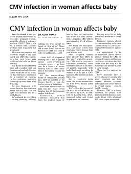 CMV infection in woman affects baby