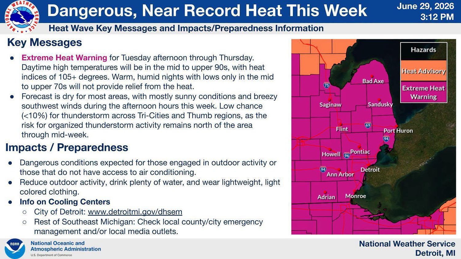 Detroit Forecast: Dangerous, near-record heat ahead