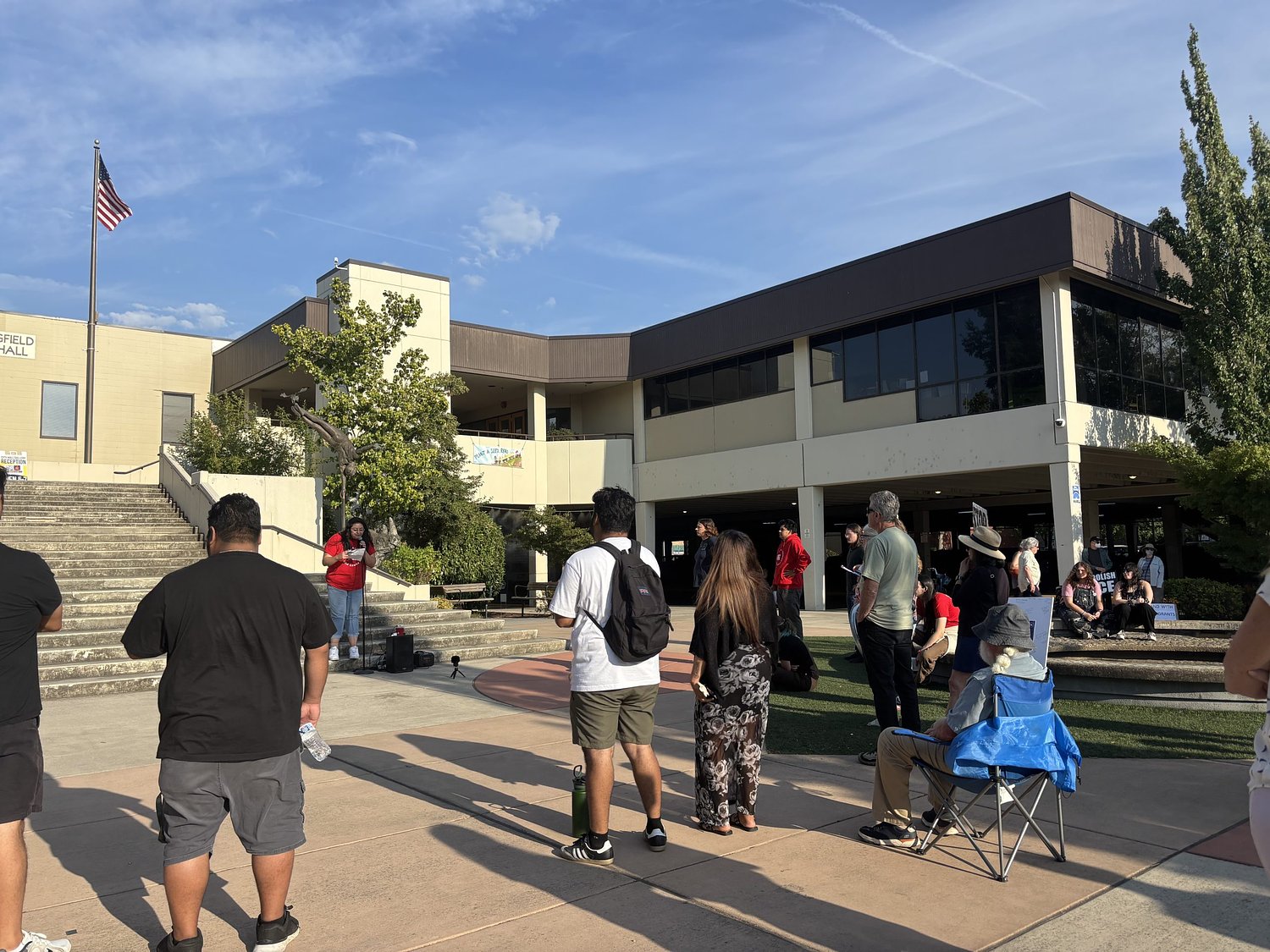 Crowds rally at Springfield City Hall to protest ICE