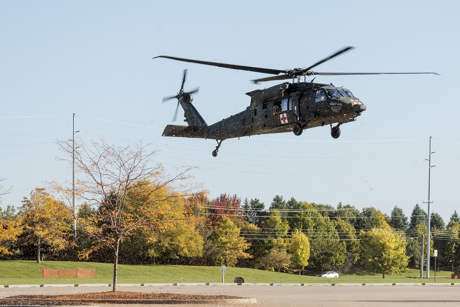 Firefighter, National Guard pilot lands a Black Hawk behind his station for training