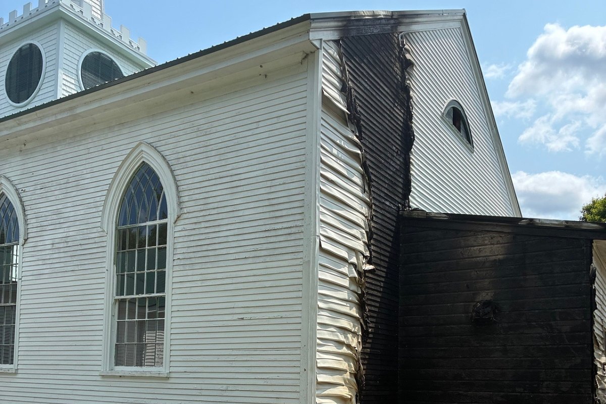 Fire damages Down East church
