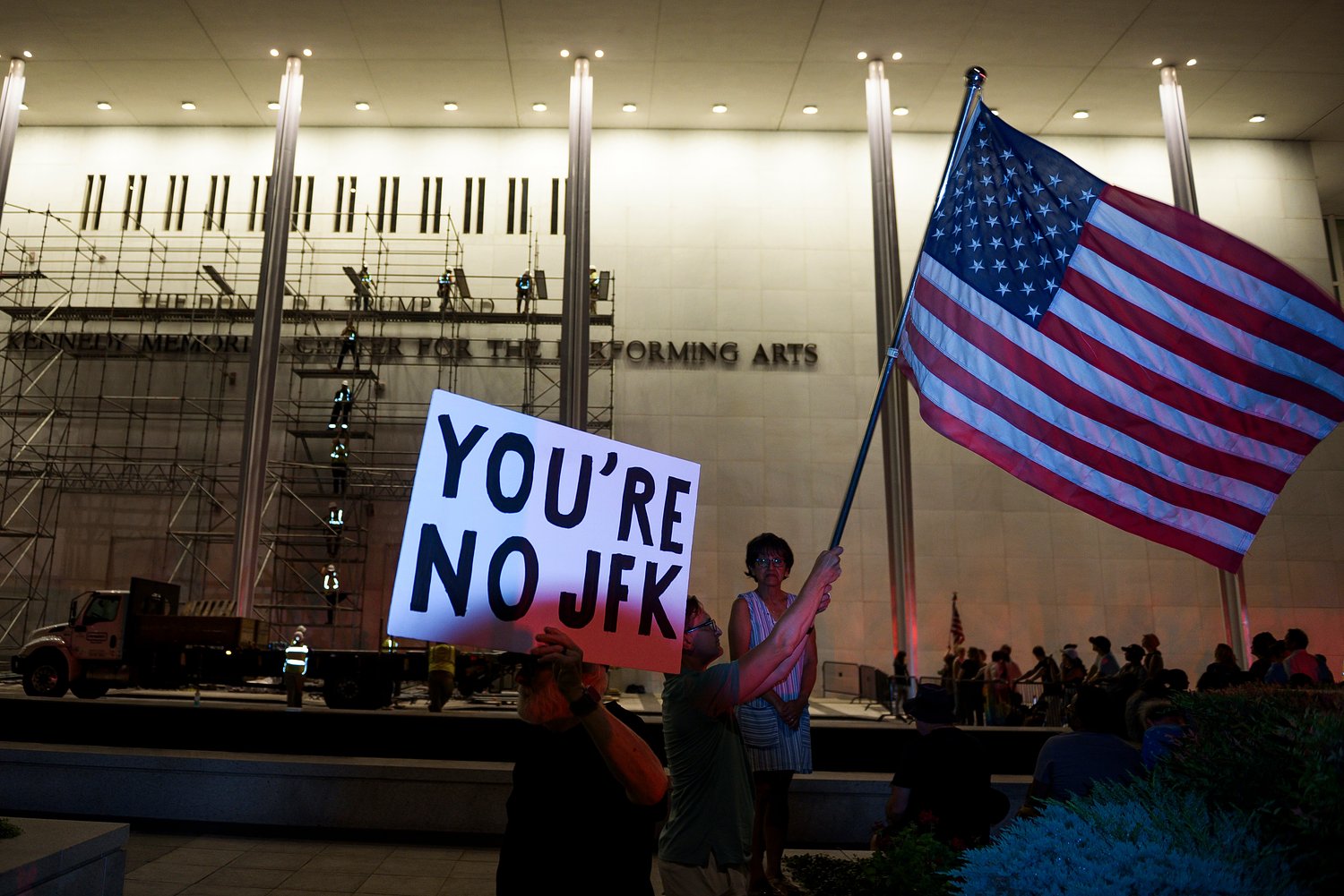 ‘Take it down’: Workers begin removing Trump’s name from the Kennedy Center
