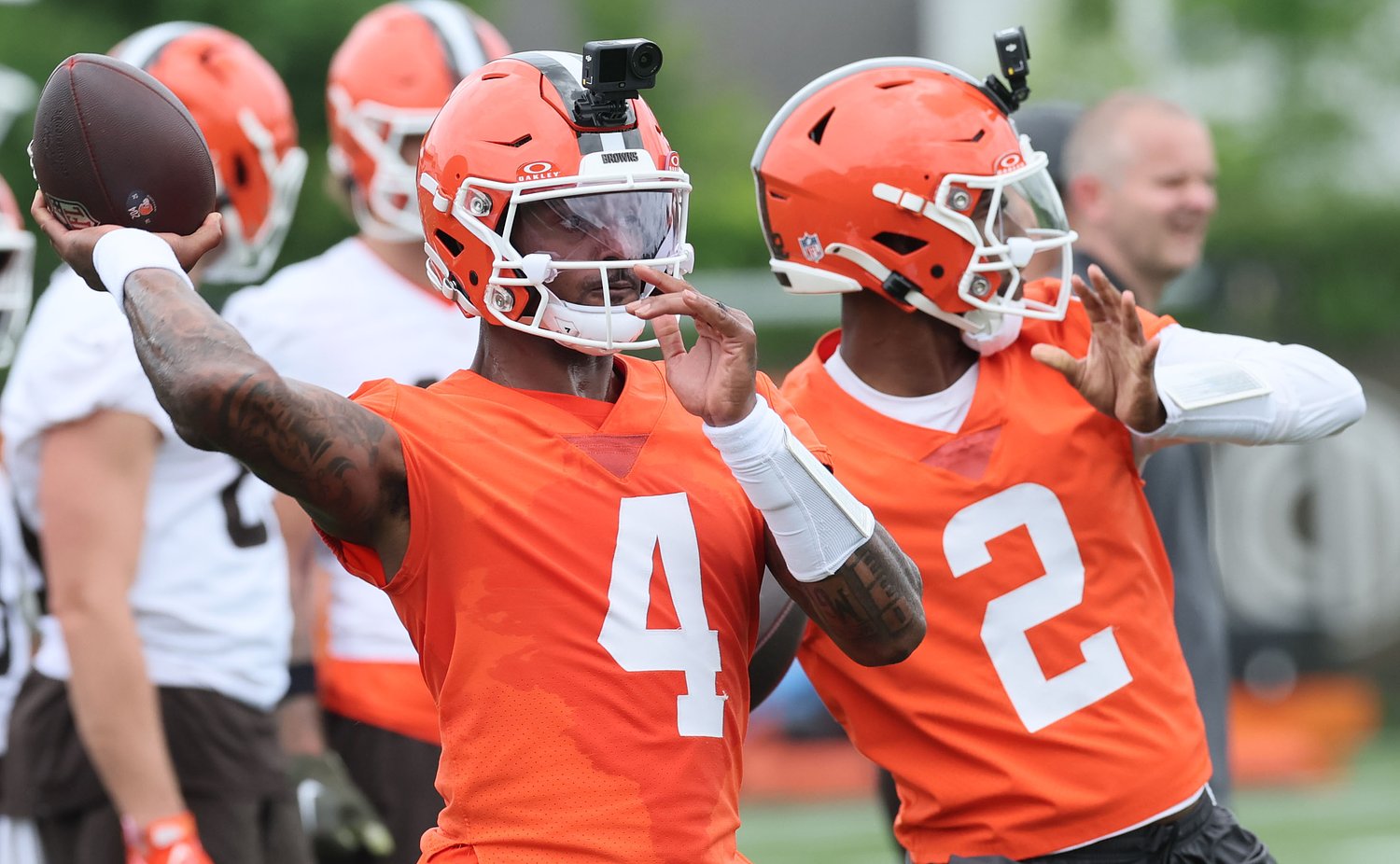 What Todd Monken wants to see from Shedeur Sanders and Deshaun Watson when they resume their QB battle next month