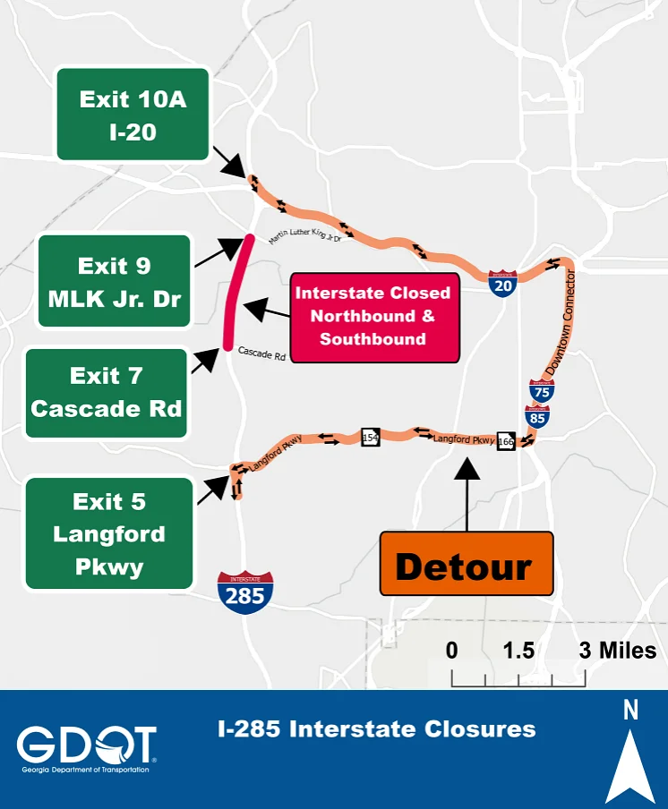 West side of I-285 closing again for weekend road work