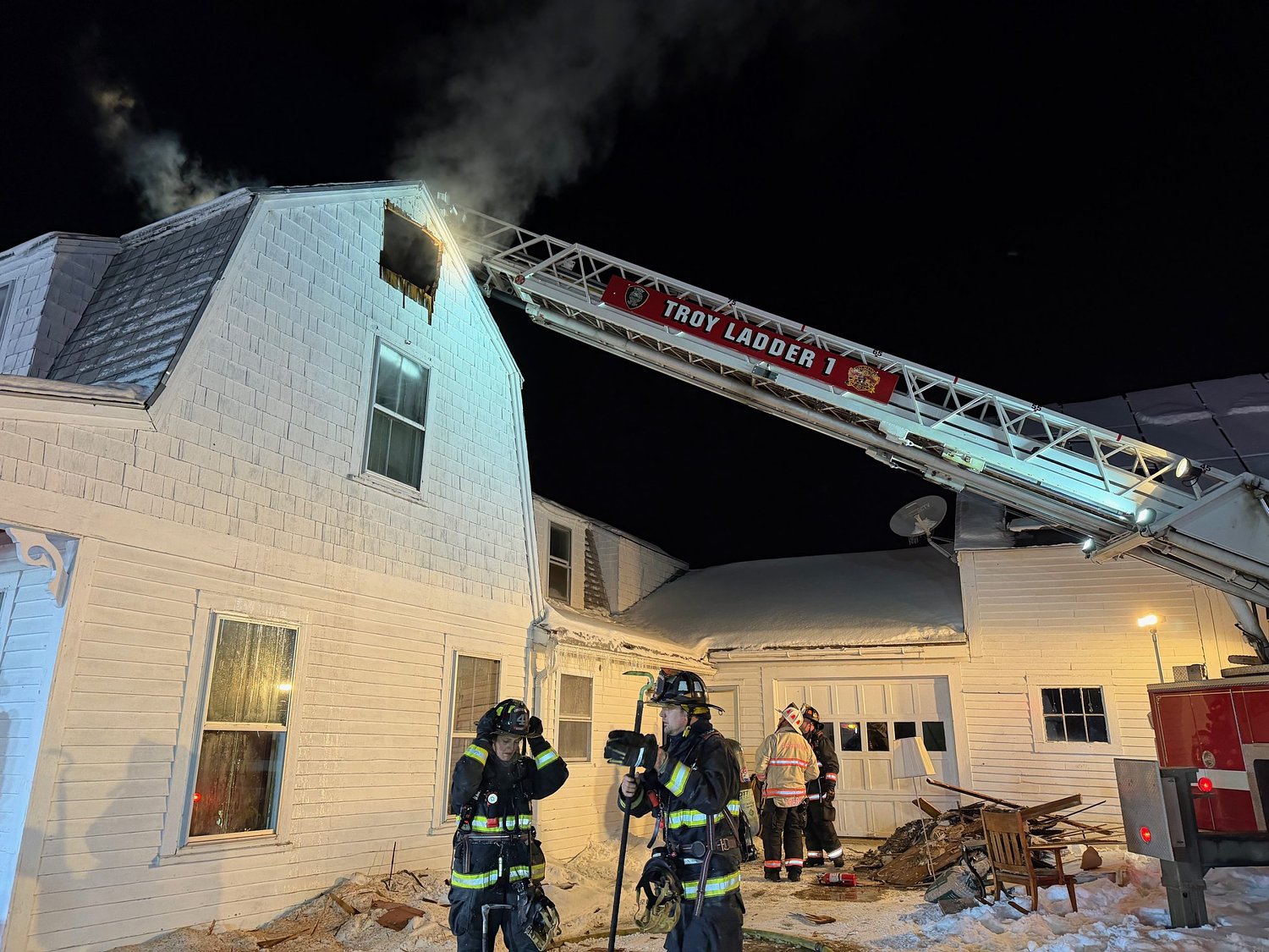 Firefighters from 10 communities fight 2-alarm Rindge chimney fire