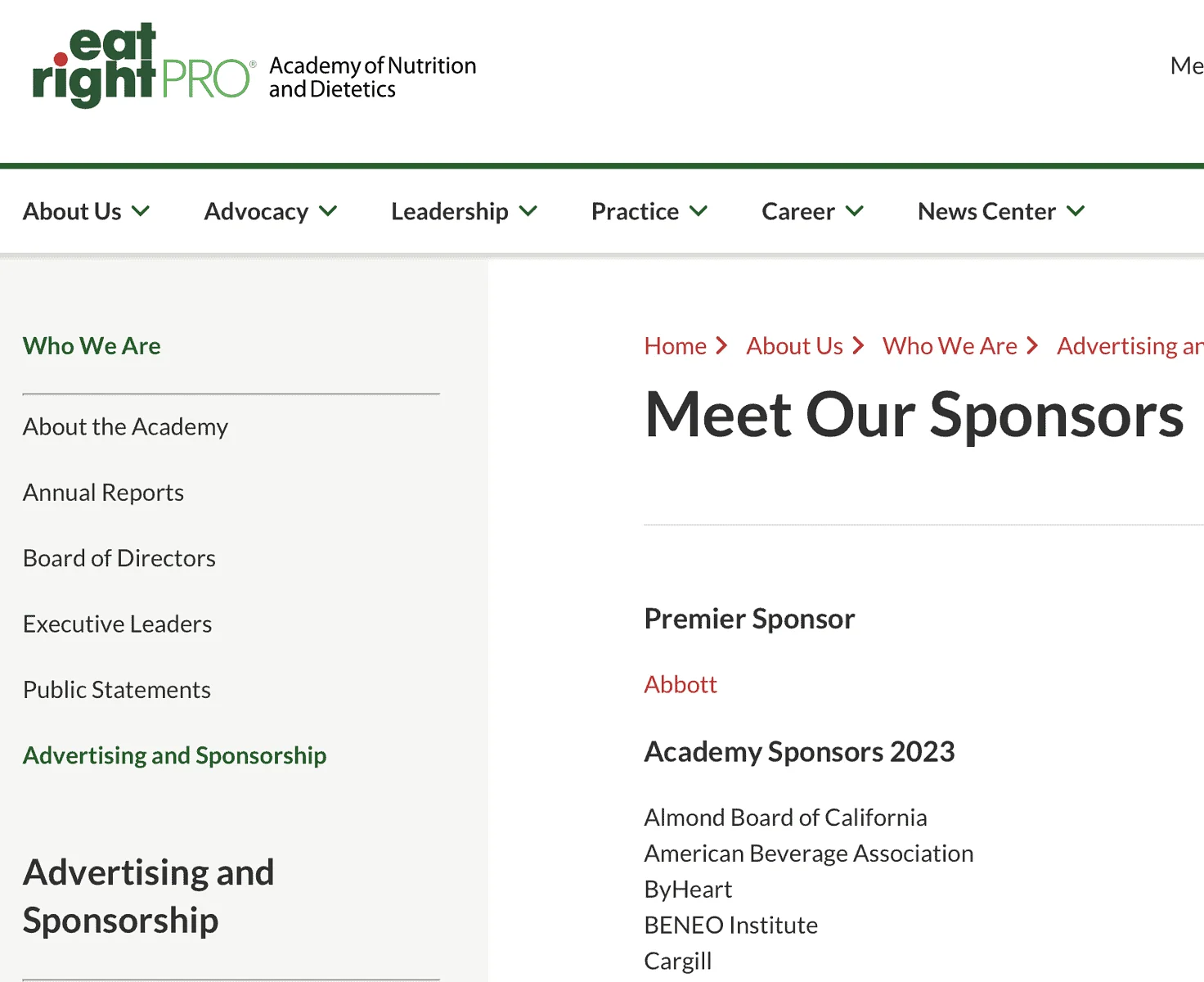 Academy of Nutrition and Dietetics: Corporate capture of the nutrition profession