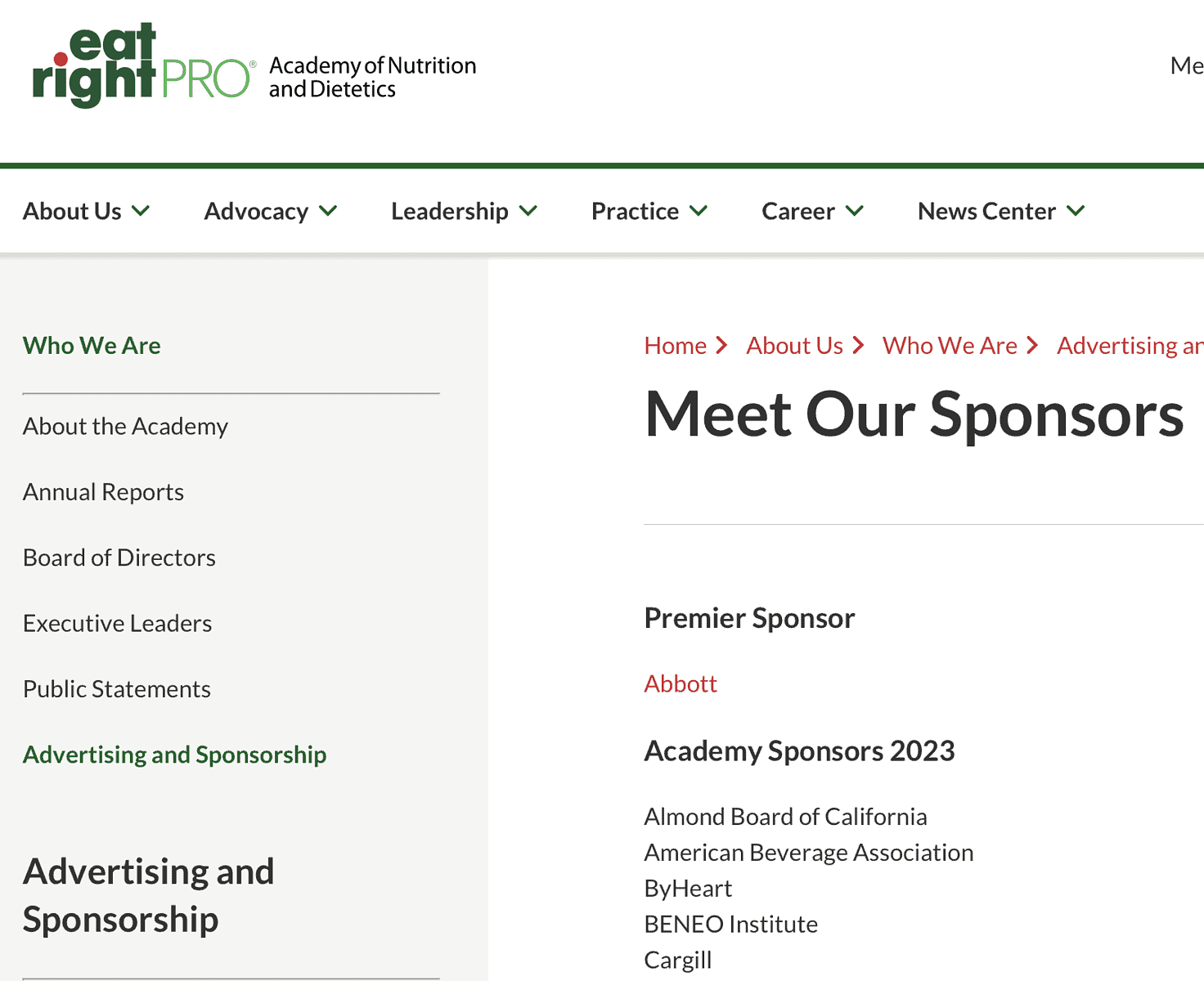 Academy of Nutrition and Dietetics: Corporate capture of the nutrition profession