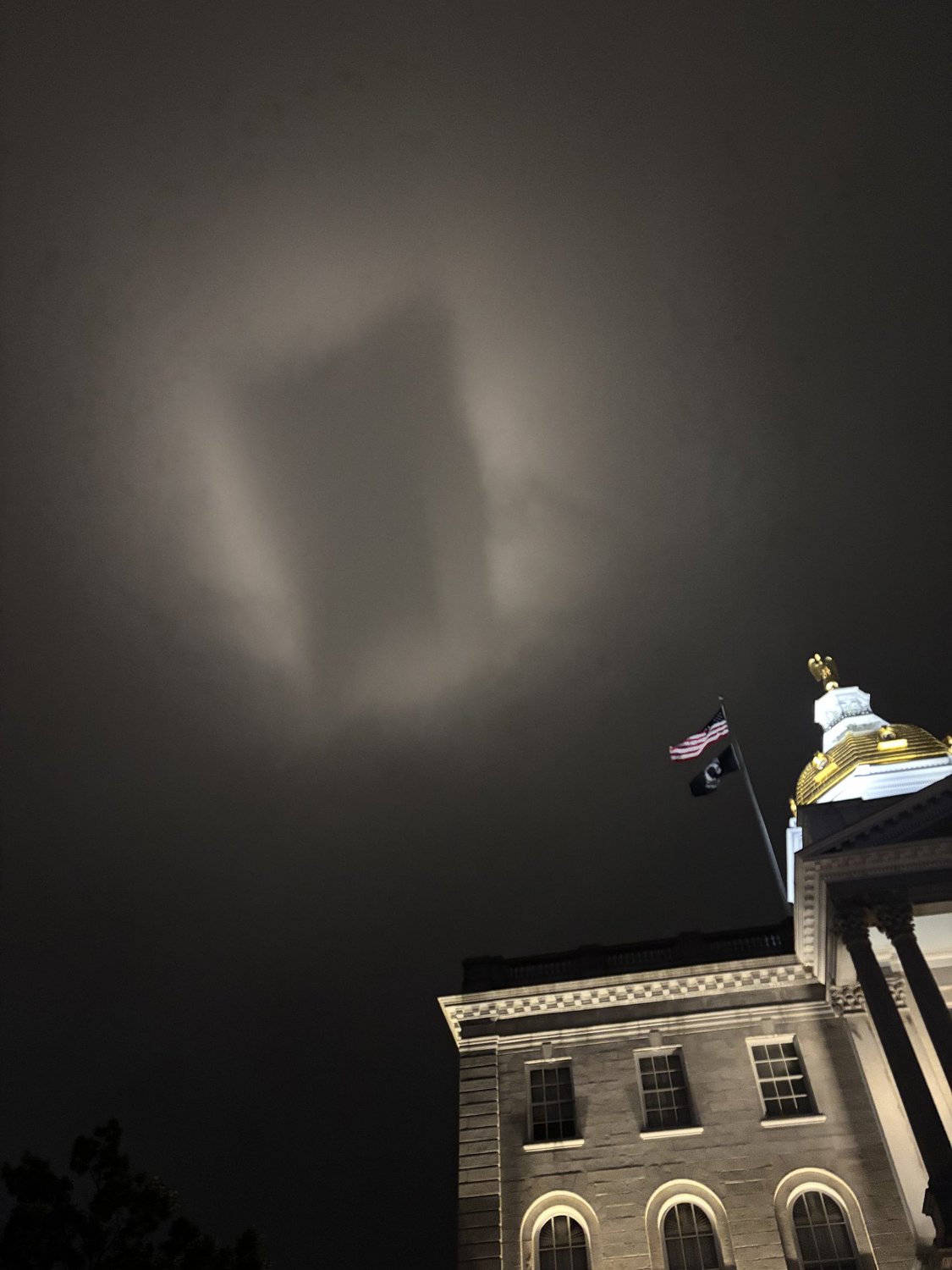 Lighting at new state parking garage projects eerie shapes into Concord's night sky