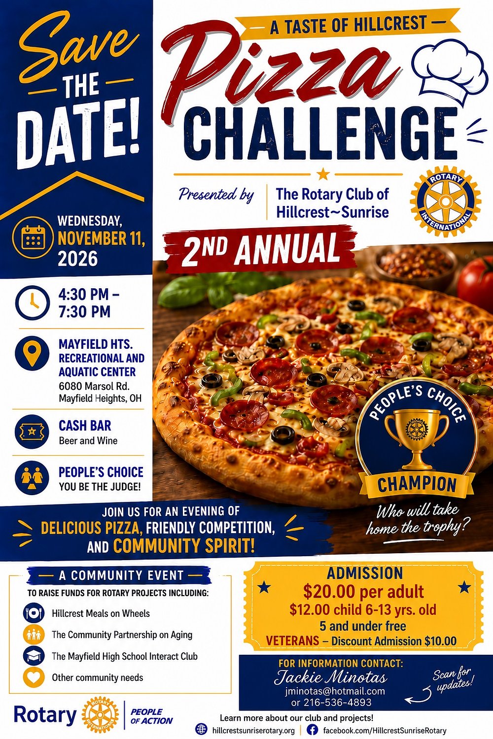 Rotary’s Taste of Hillcrest Pizza Challenge Nov. 11 to benefit local organizations