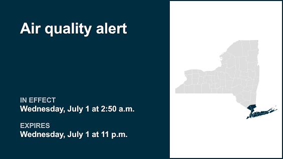 Update: Air quality alert issued for Rockland and Westchester counties Wednesday