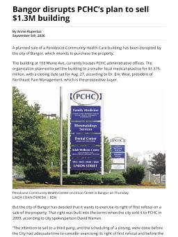 Bangor disrupts PCHC’s plan to sell $1.3M building