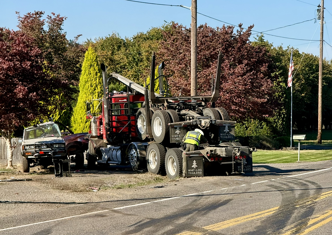 Woman killed in collision with log truck northeast of Elmira