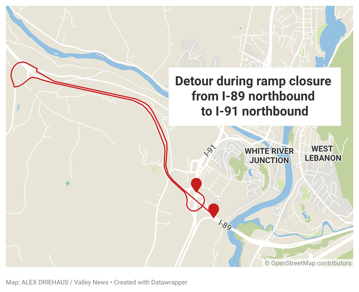 I-89 Exit 20 ramp closure pushed to next week