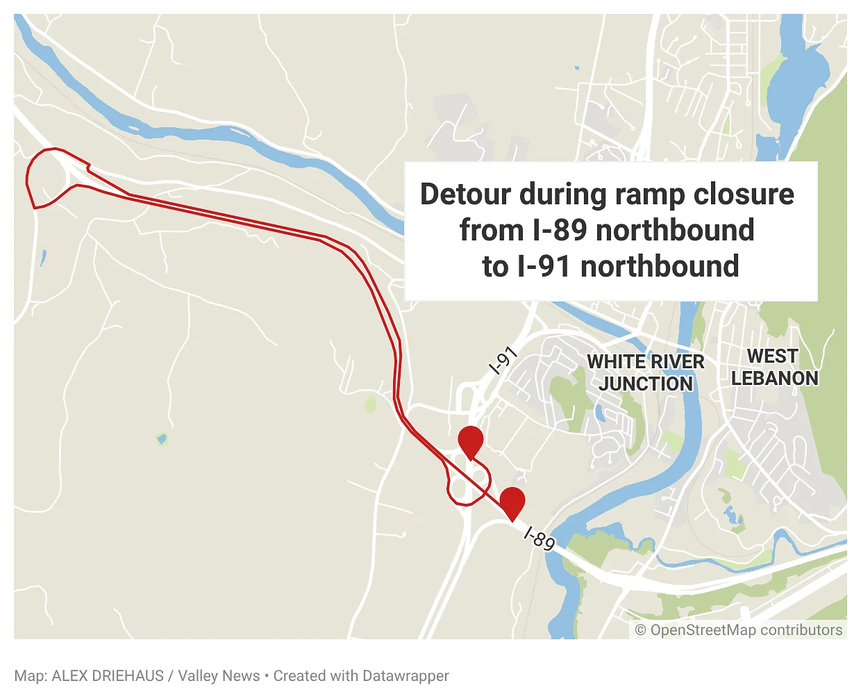 I-89 Exit 20 ramp closure pushed to next week