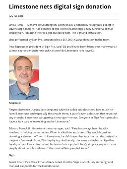 Limestone nets digital sign donation
