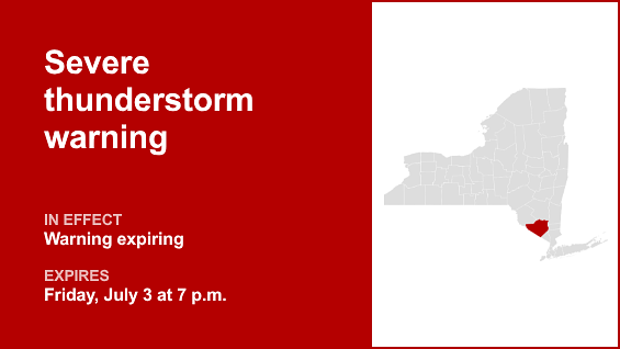 Update: The current severe thunderstorm warning for Orange County will be expiring at 7 p.m.