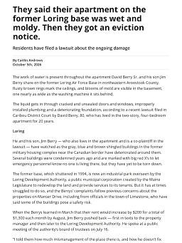 They said their apartment on the former Loring base was wet and moldy. Then they got an eviction notice.