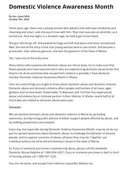 Domestic Violence Awareness Month