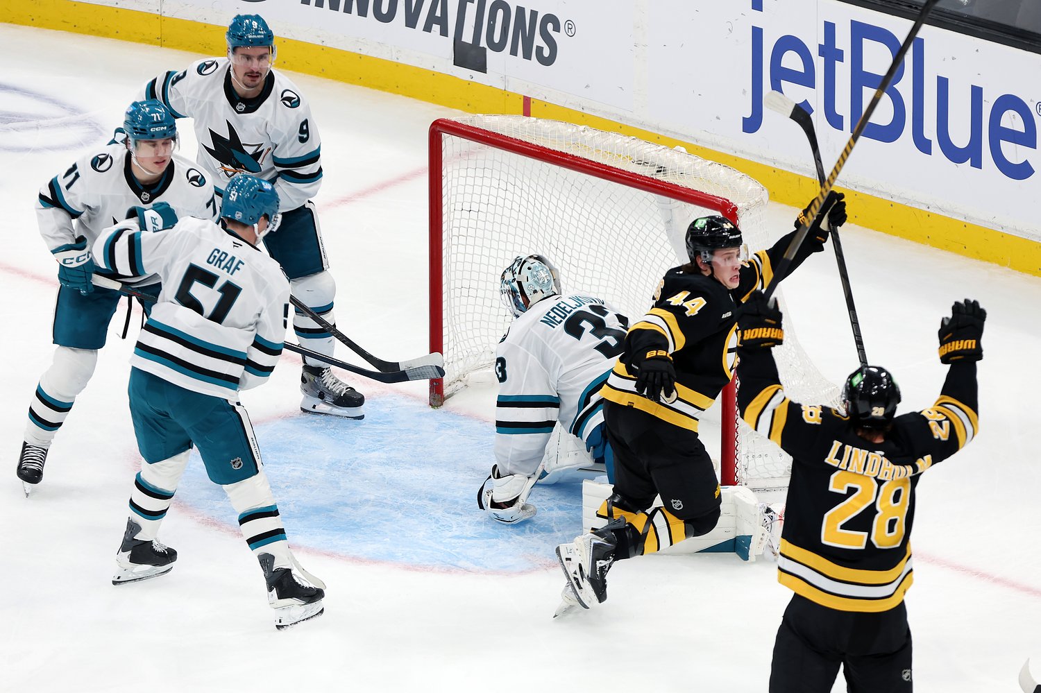 Five Bruins takeaways from wild 6-4 win over the Sharks: ‘Just a weird game’